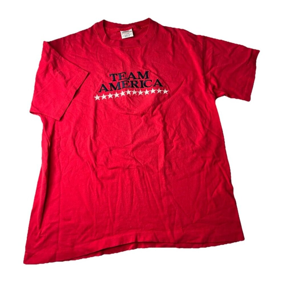 Vintage Team America Tshirt‎ Red Stars Size XL Single Stitch